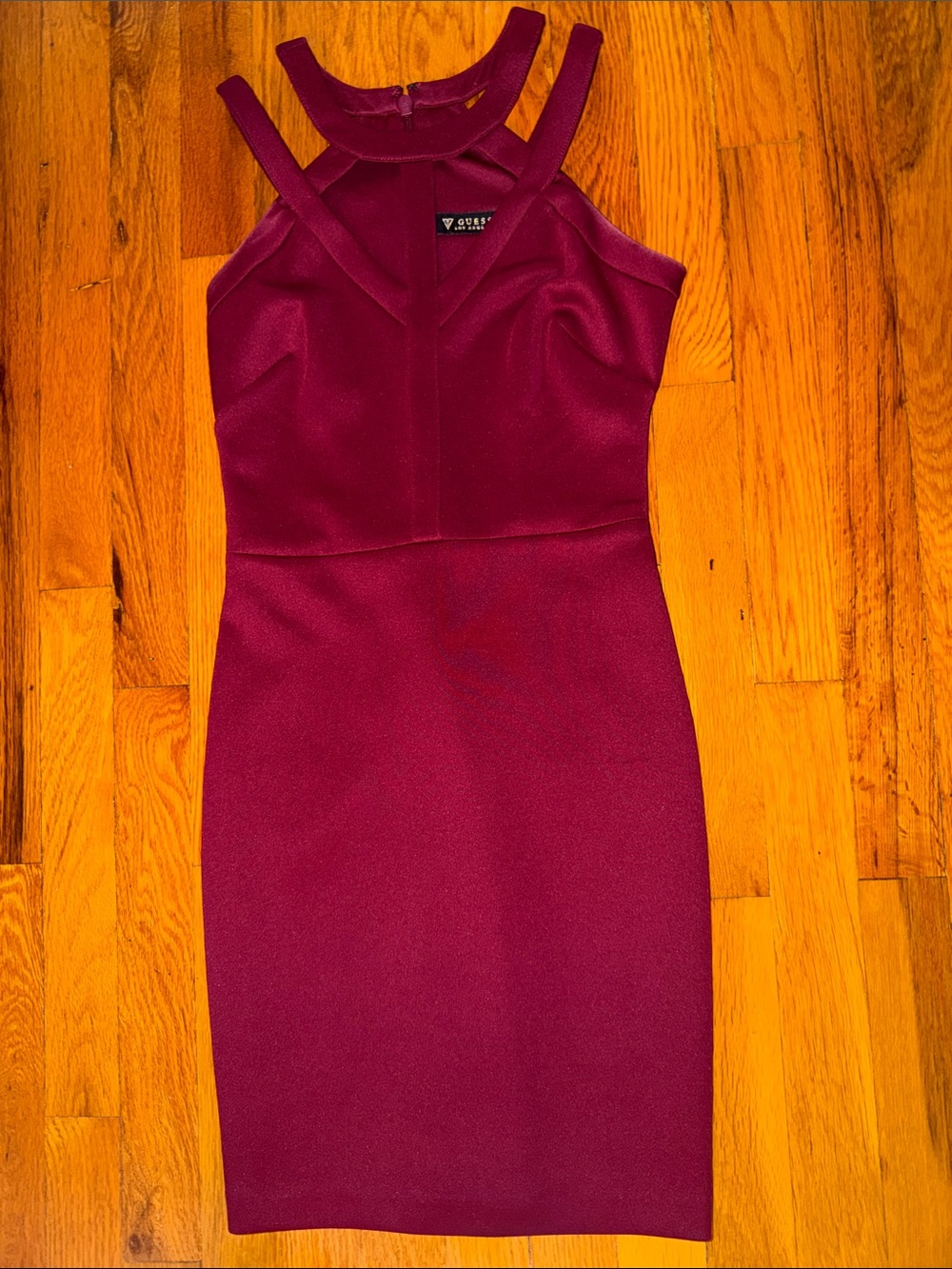 Guess Burgundy Double-Strap Sheath Dress